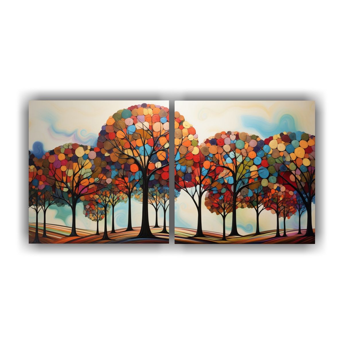 GENERICO - Cuadros De Árboles Abstractos Para Una Decoración Sofistic 160x80cm