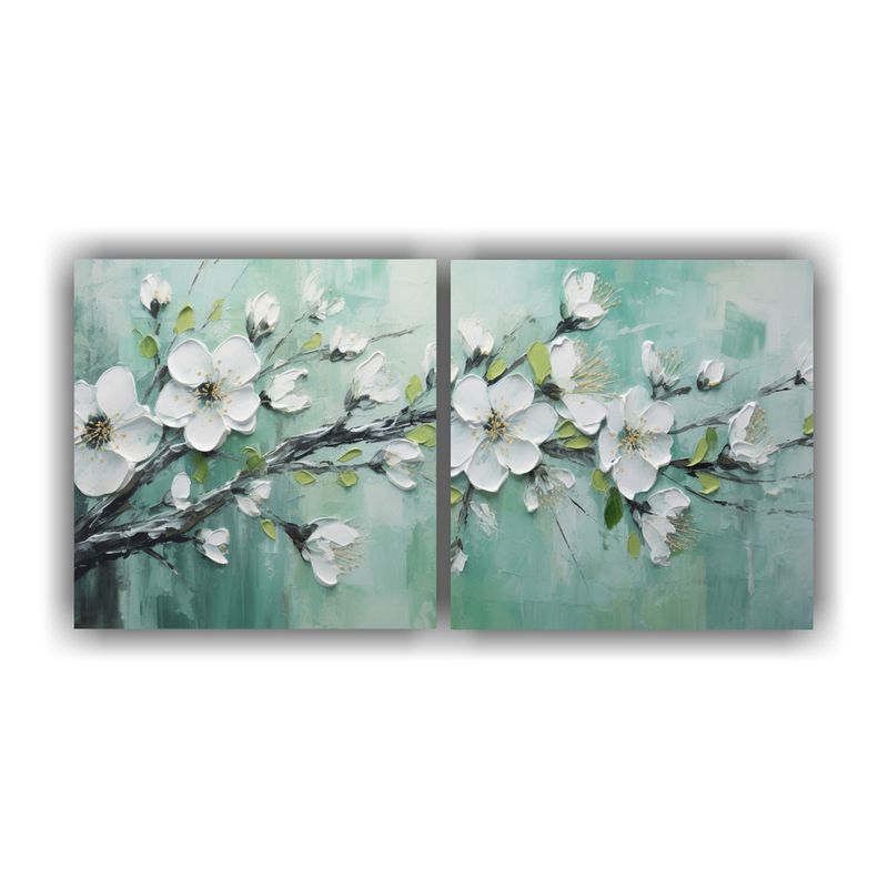 GENERICO - Cuadro Arte Pared Intenso Flor Cerezo Verde Sobre Lienzo 60x30cm