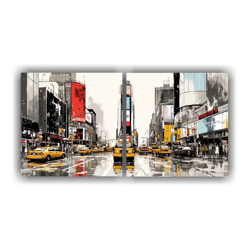 GENERICO - Dos Telas En Bastidor Fotografía Alegre Morning NYC En El E 160x80cm