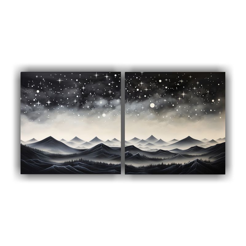 GENERICO - Cuadro Abstracto Rectangular De Paisaje Montañoso Con Estil 160x80cm