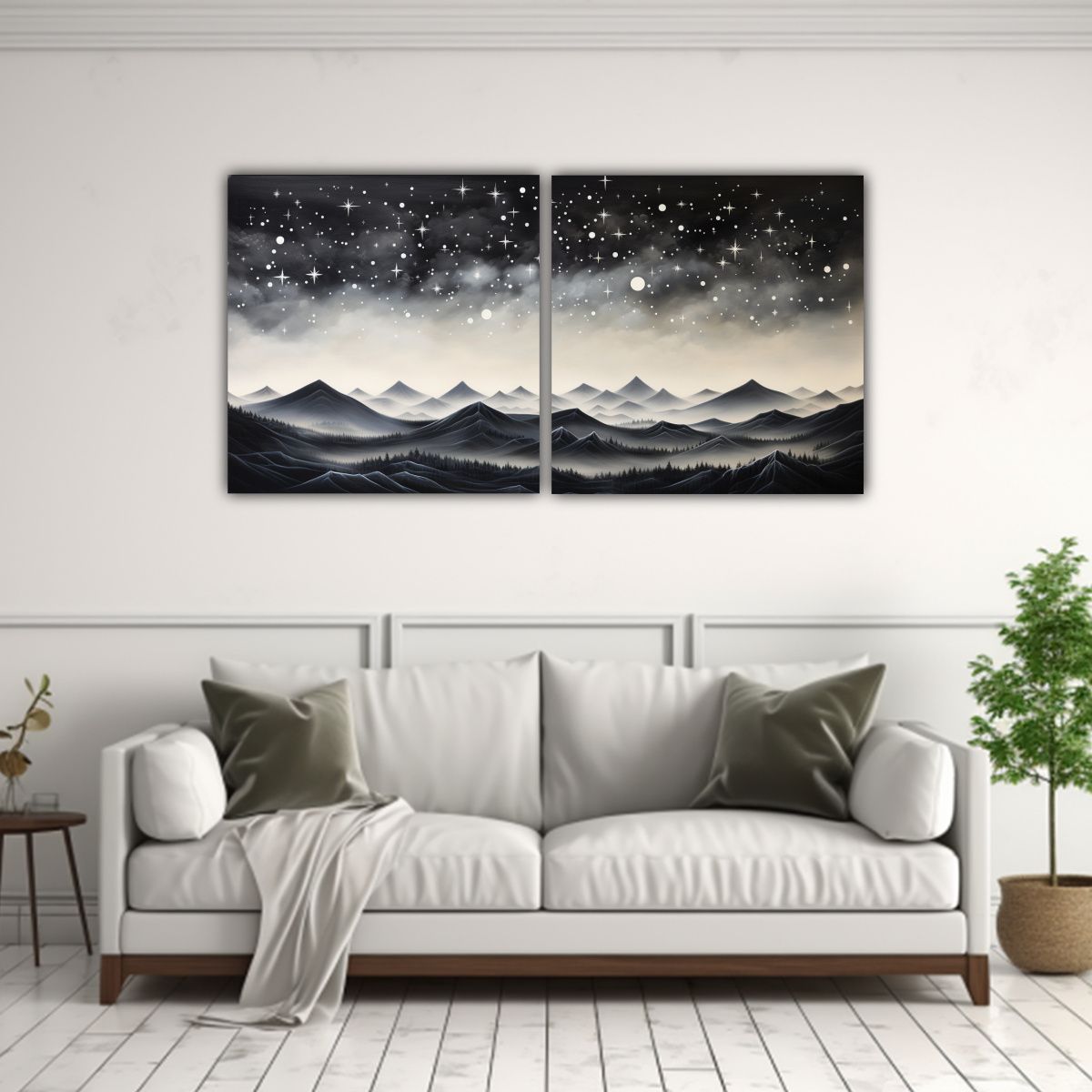 GENERICO - Cuadro Abstracto Rectangular De Paisaje Montañoso Con Estil 160x80cm