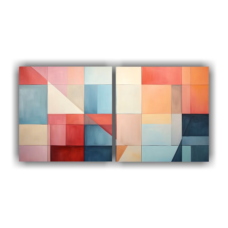 GENERICO - Conjunto 2 Lienzos Tema Duradero Geométrico Colores Relajan 160x80cm