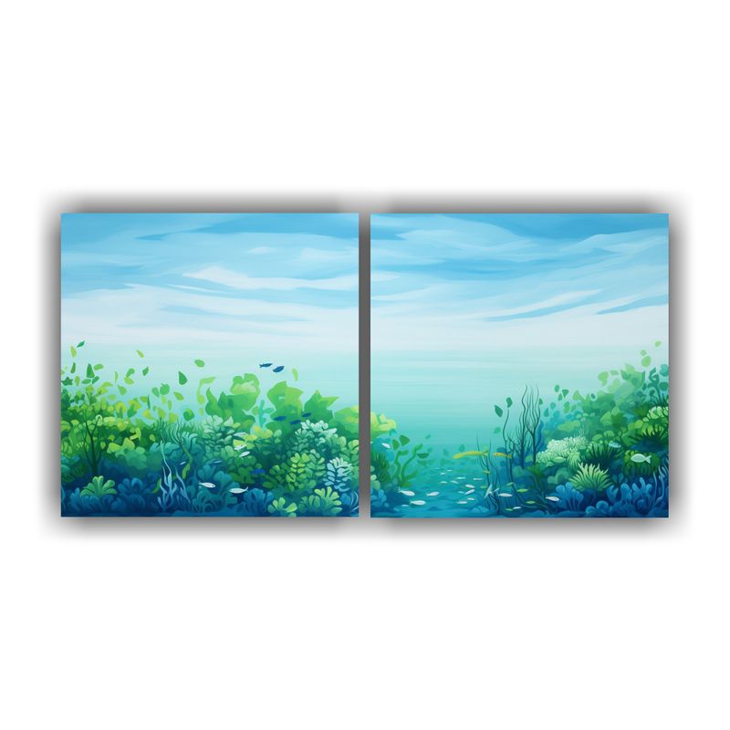 GENERICO - Pinturas Decorativas Inspiradoras De Dos Cuadros En Azul Y V 160x80cm