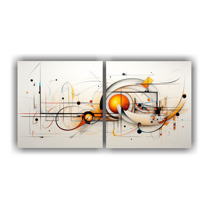 GENERICO - Cuadros Abstractos Lineales Con Inspiración Surrealista En  160x80cm