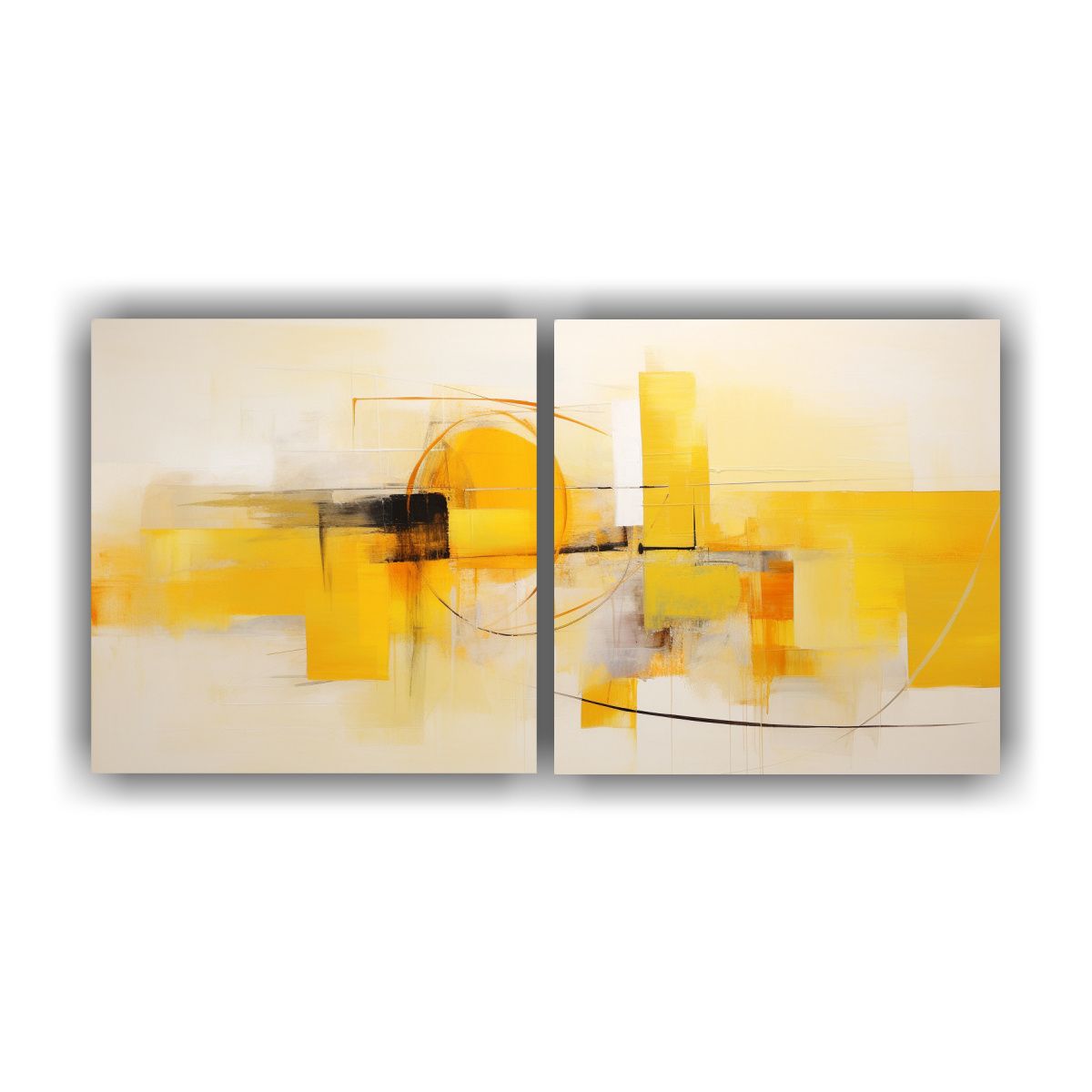 GENERICO - Cuadros Tela Sublimada Para Sala: Cuadro Abstracto Amarillo 160x80cm