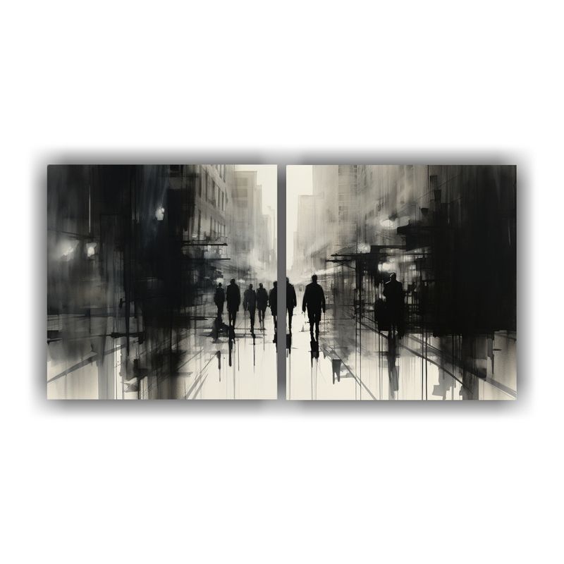 GENERICO - Arte De Pared Dibujo De Personas Caminando En Una Ciudad 160x80cm