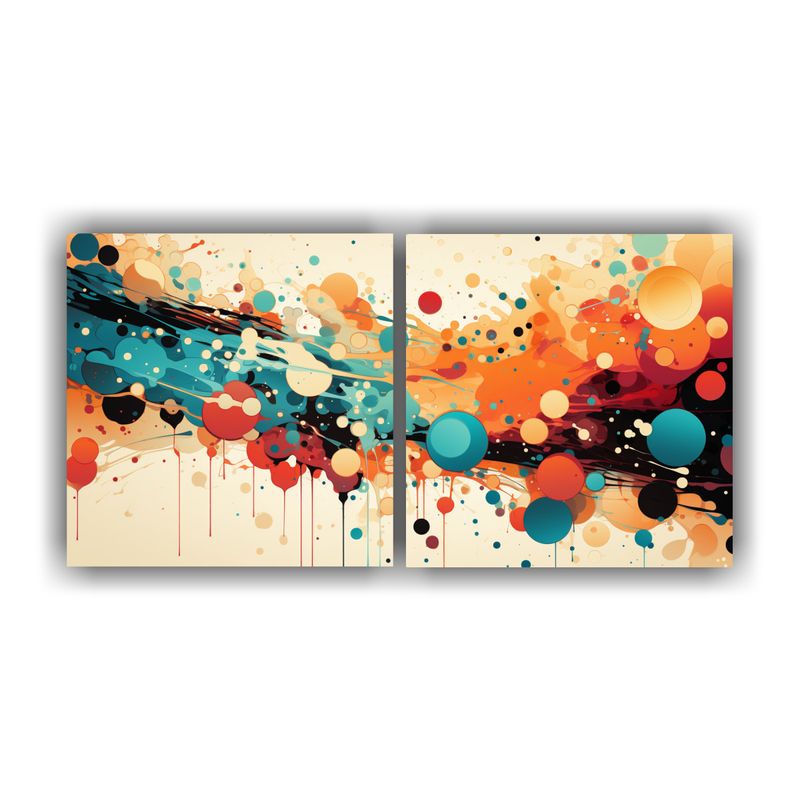 GENERICO - Dos Composiciones Abstractas Expresivas Y Dinámicas: Una Co 160x80cm