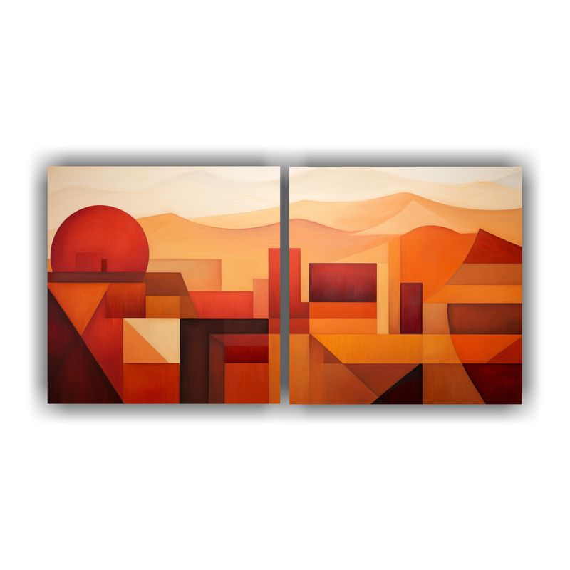 GENERICO - Conjunto De Telas En Bastidor De Abstracción Geométrica Co 160x80cm