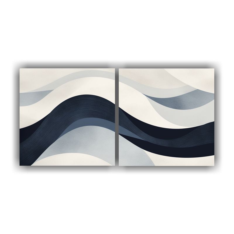 GENERICO - Pintura Abstracta Azul Y Gris En Lienzo Blanco Con Personali 160x80cm