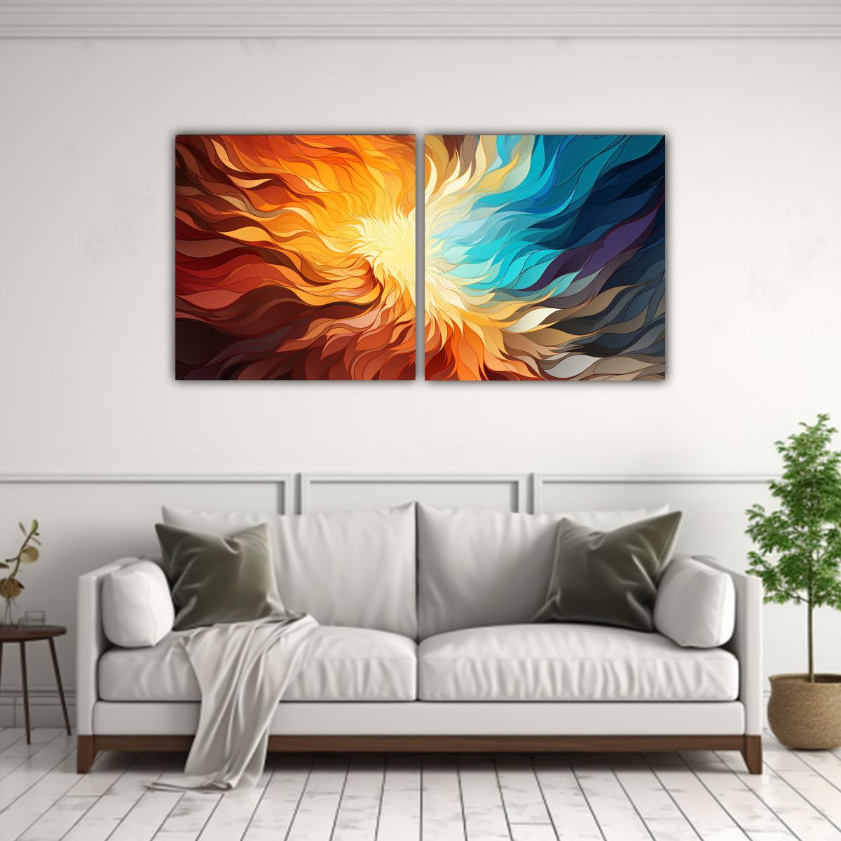 GENERICO - Set De 2 Cuadros Estilo Galería Vitalidad, Patrones De Colo 160x80cm