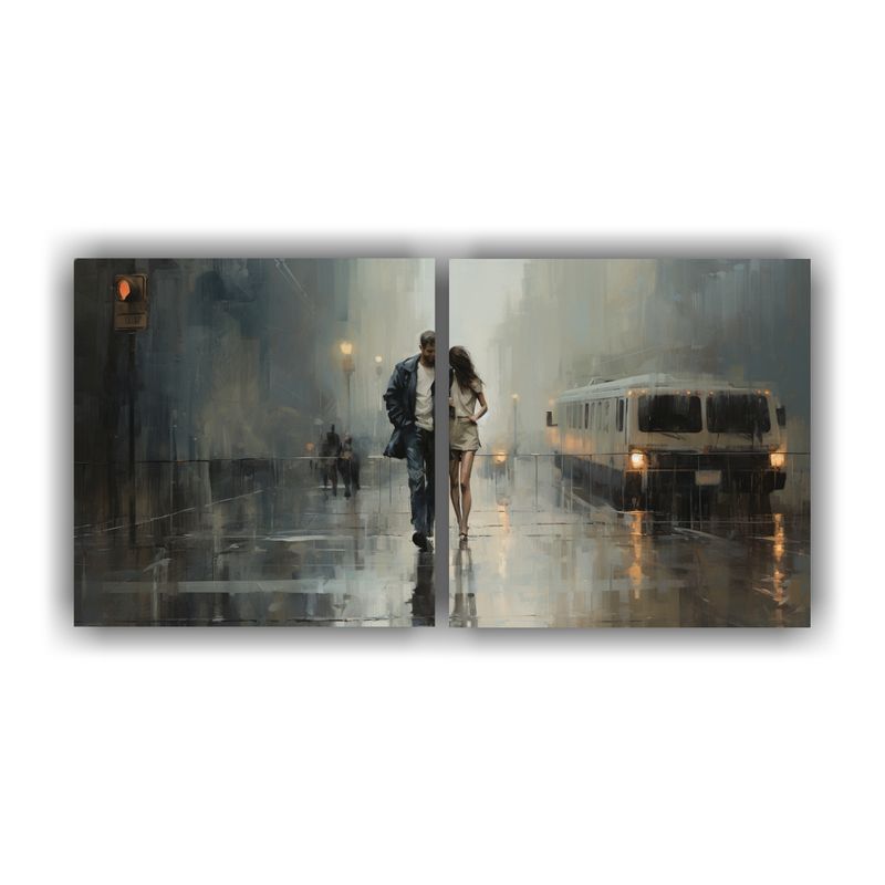 GENERICO - Pareja Caminando En Pintura Al óleo De Protagonismo Impresi 160x80cm