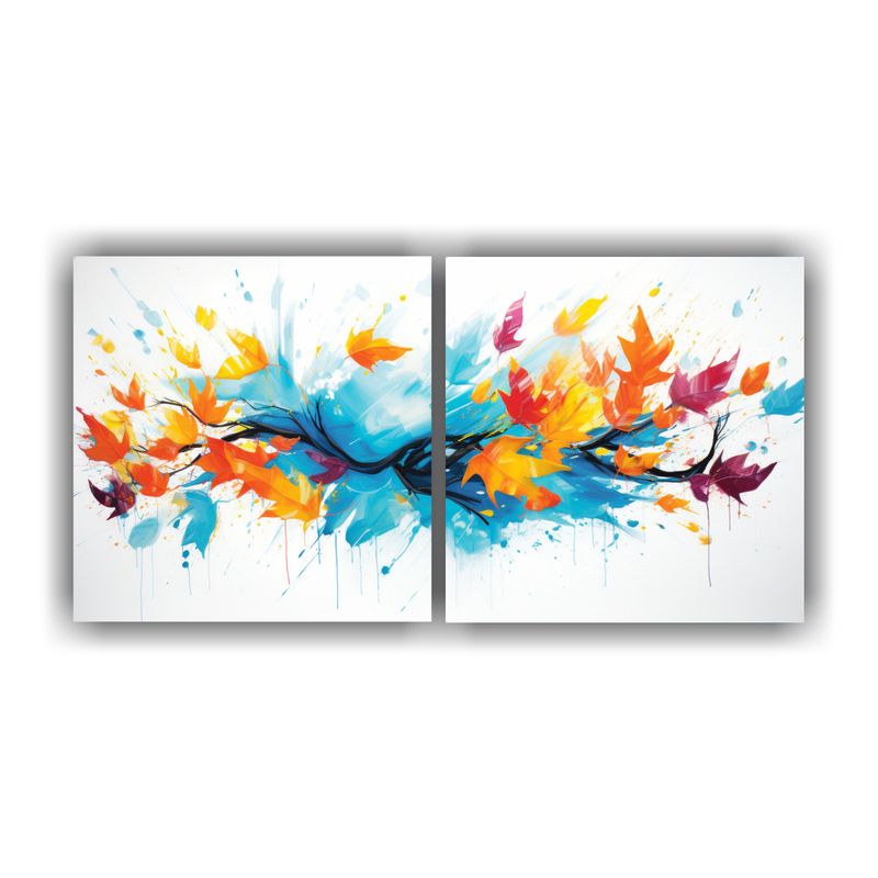 GENERICO - Pinturas De Decoración Inspiradoras Con Hojas Coloridas Y S 160x80cm