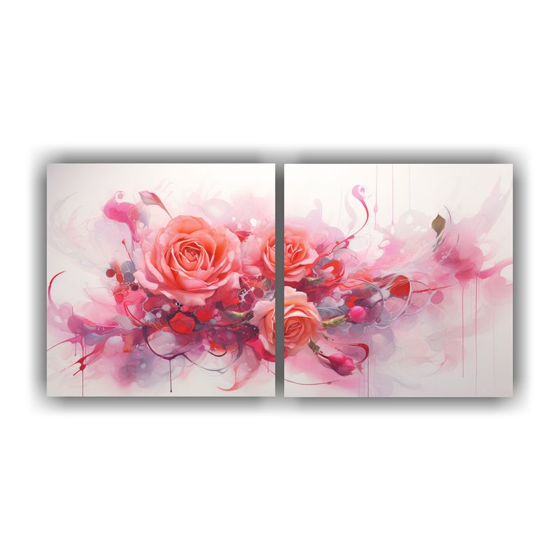 GENERICO - Pinturas Abstractas En Tonos Rosas Juego De 2 Telas En Basti 160x80cm