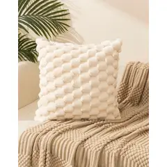 GENERICO - Pack 2 fundas de Cojin Copo de Nieve 45x45 Color Crema