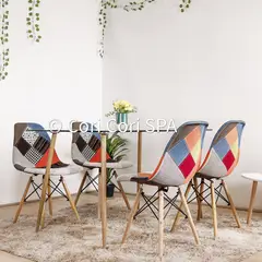 CORI CORI - Juego de Comedor Rubi 130 x 80cm + 4 Sillas Patchwork Multicolor