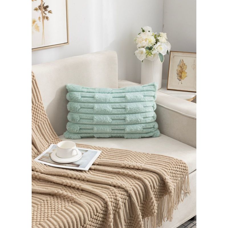GENERICO - Pack 2 fundas de Cojin Bambu de 30x50 Color Celeste