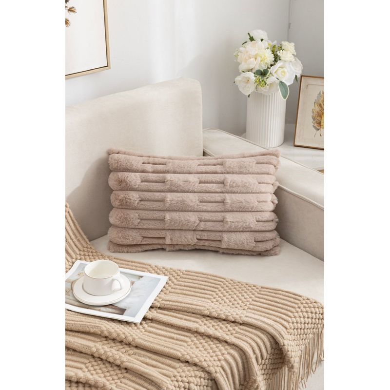 GENERICO - Pack 2 fundas de Cojin Bambu de 30x50 Color Marron Claro