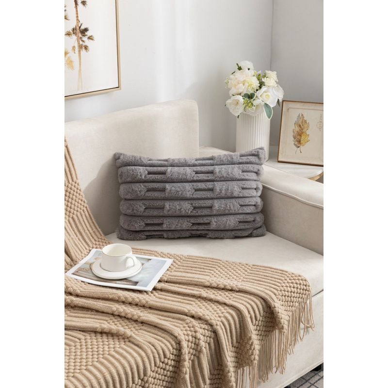 GENERICO - Pack 2 fundas de Cojin Bambu de 30x50 Color Gris