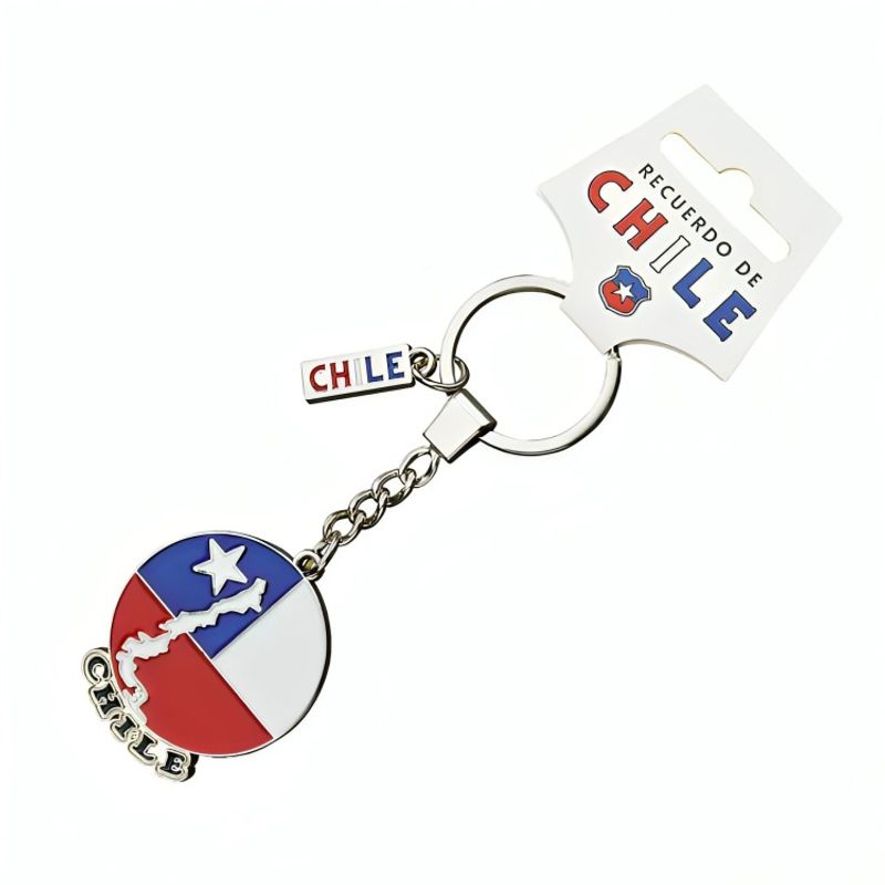 OEM - Pack 4 Pack 4 Llavero Metálico Color Chile Mapa Redonda