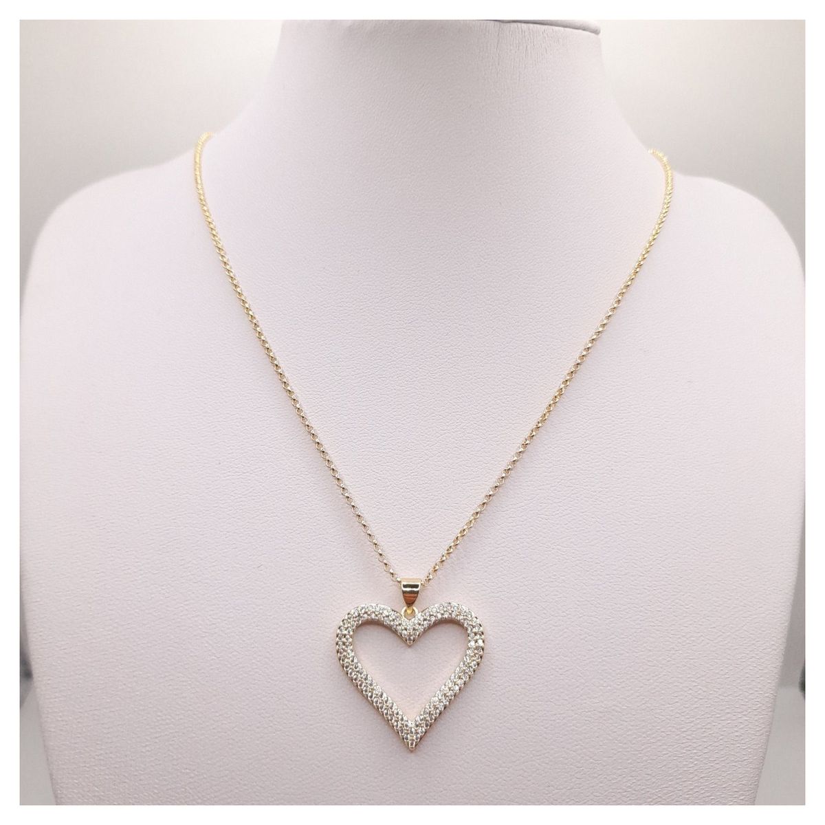 CAT JOYAS - Collar corazón con circones enchapado en oro