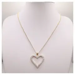 CAT JOYAS - Collar corazón con circones enchapado en oro