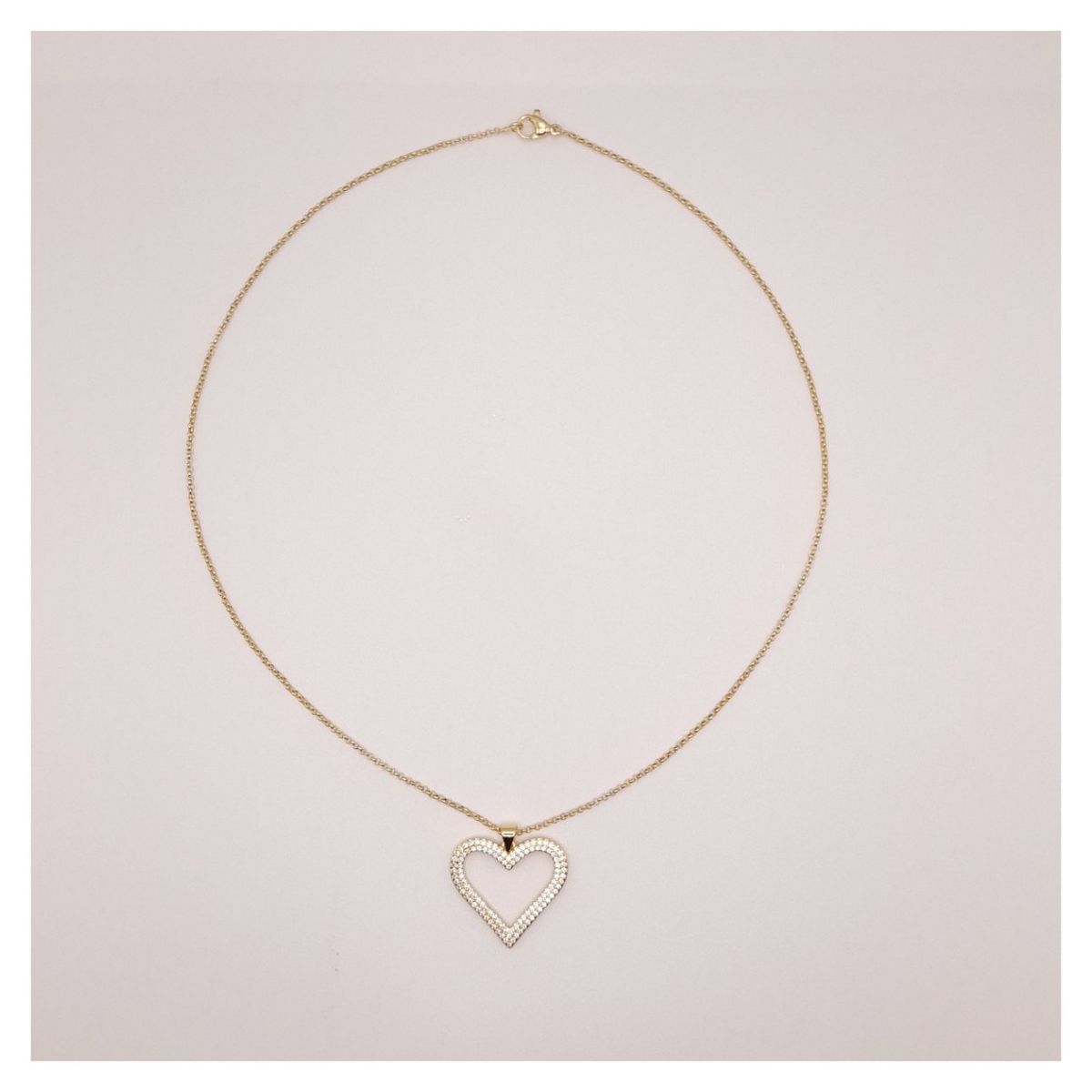 CAT JOYAS - Collar corazón con circones enchapado en oro