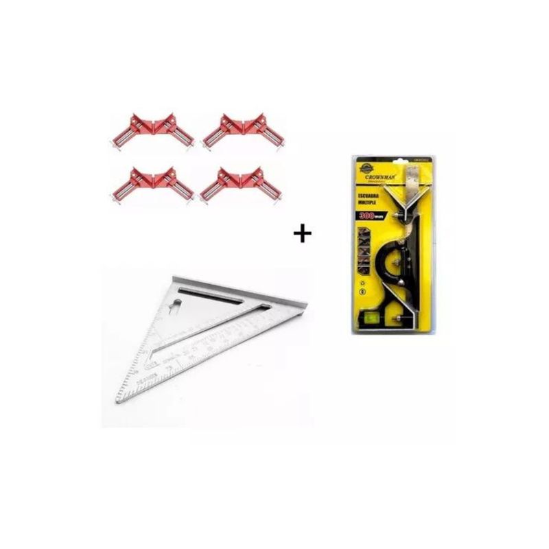 GENERICO - Pack 4 Prensas Esquineras + Escuadra Combinada + Esc Rapida