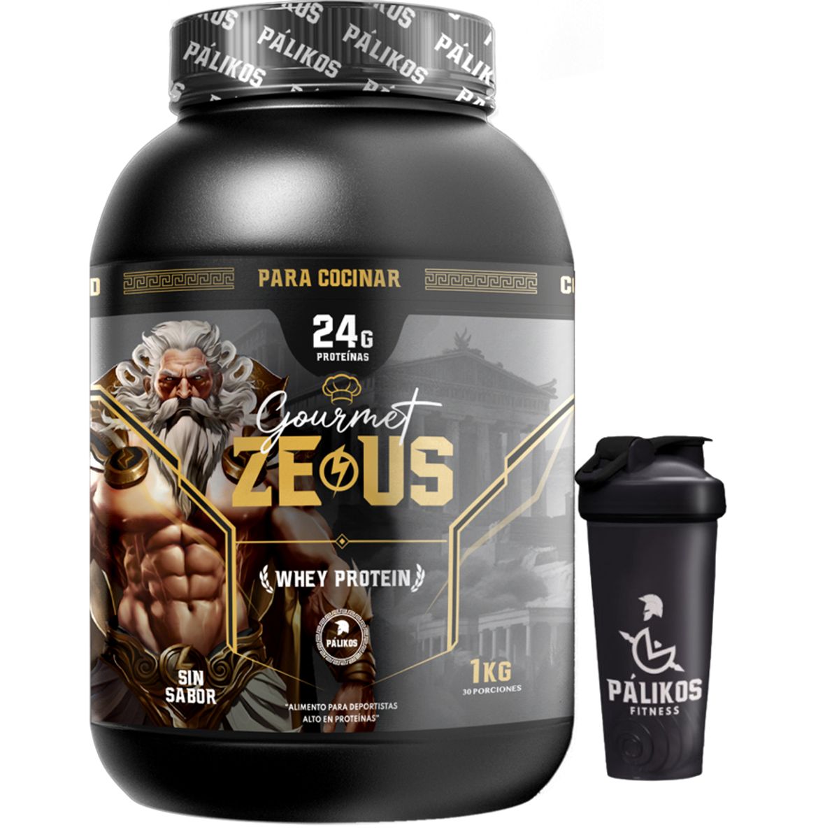 PALIKOS FITNESS - Proteína para cocinar 100% whey protein Sin sabor + Shaker Palikos