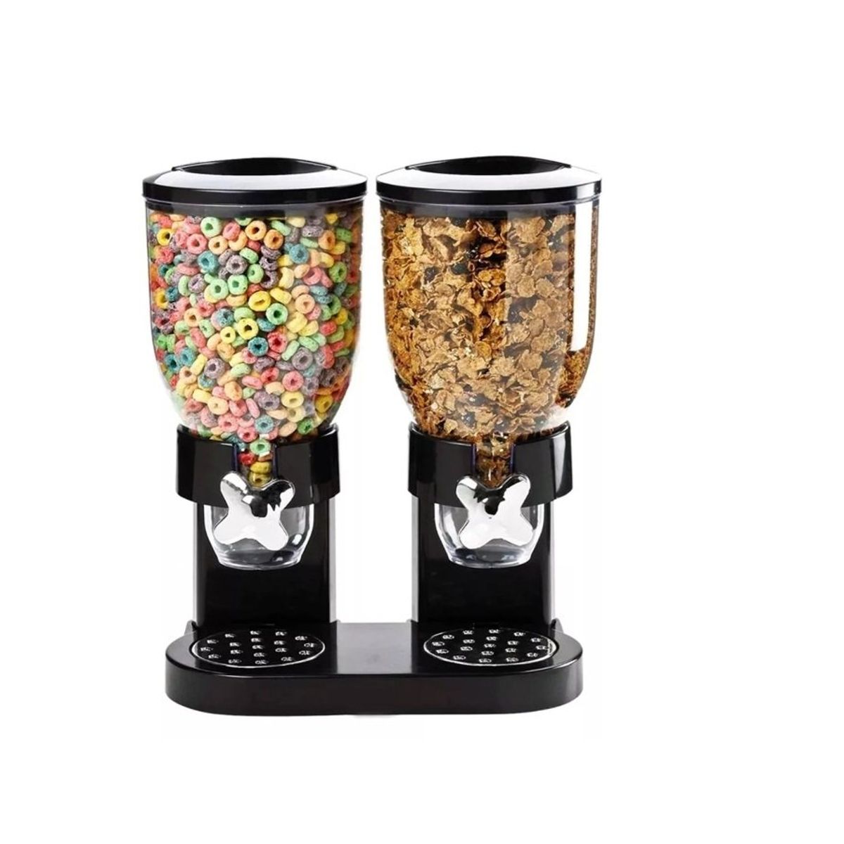 GENERICO - Dispensador Doble De Mesa Cereal Granos Dulces Frutos Secos Black