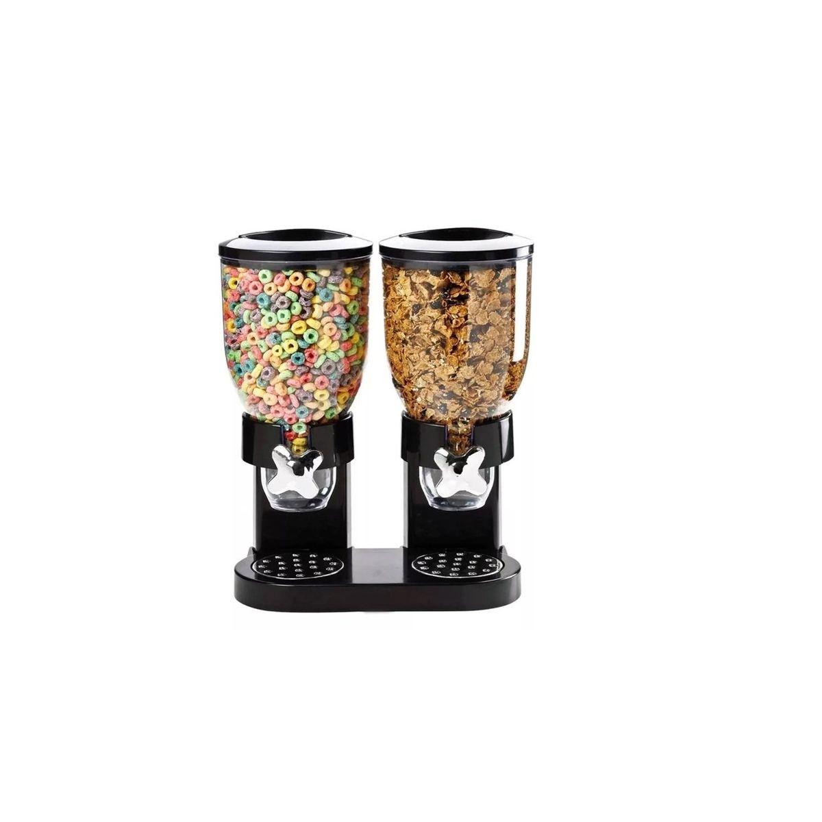 GENERICO - Dispensador Doble De Mesa Cereal Granos Dulces Frutos Secos Black