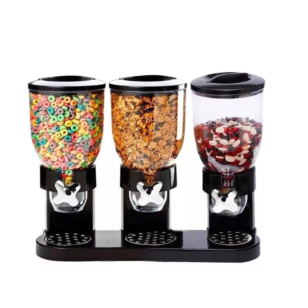 GENERICO - Dispensador Triple Cereal Granos Dulces Frutos Secos White