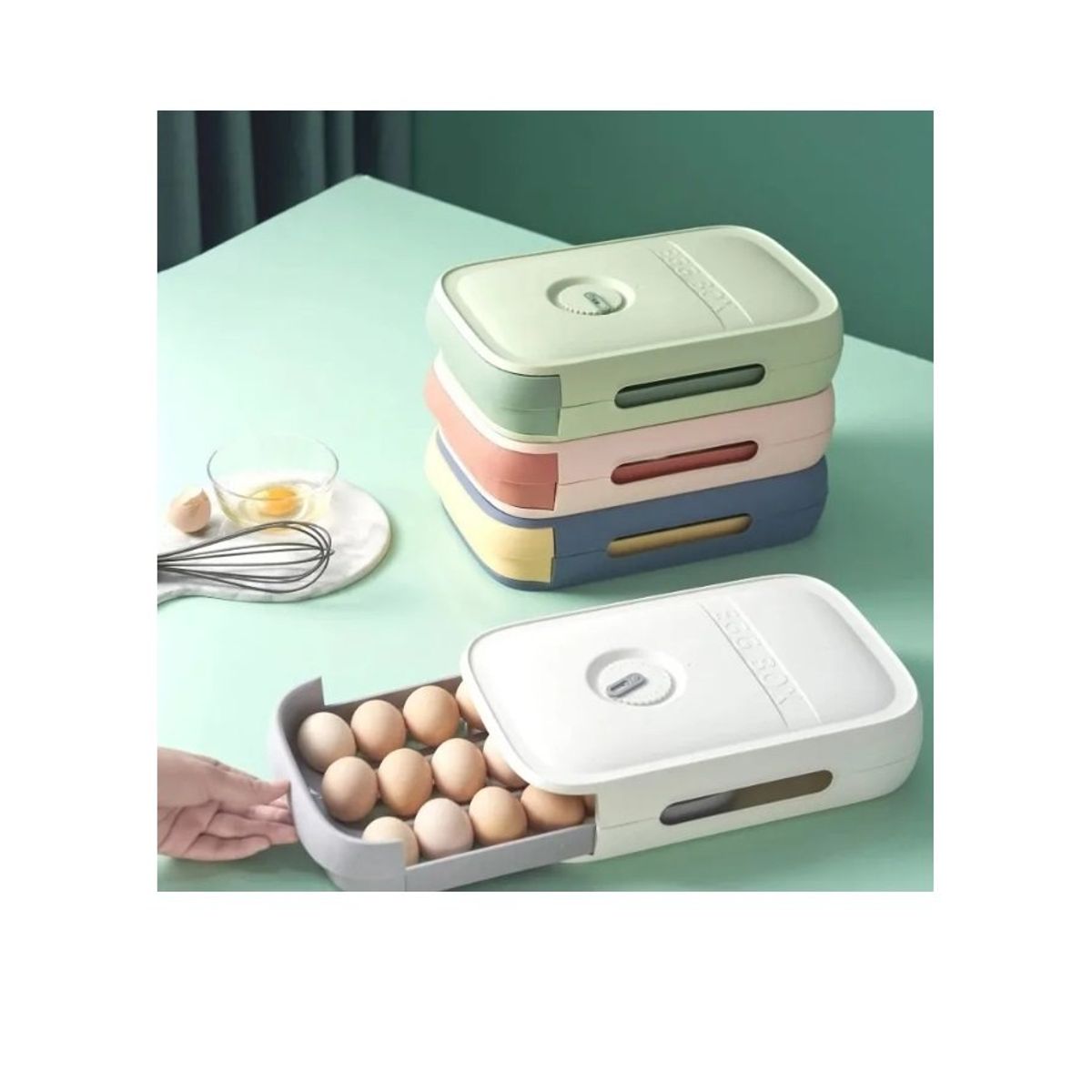 GENERICO - Organizador De Huevos Caja Para 18-21 Unidad Huevera Colores