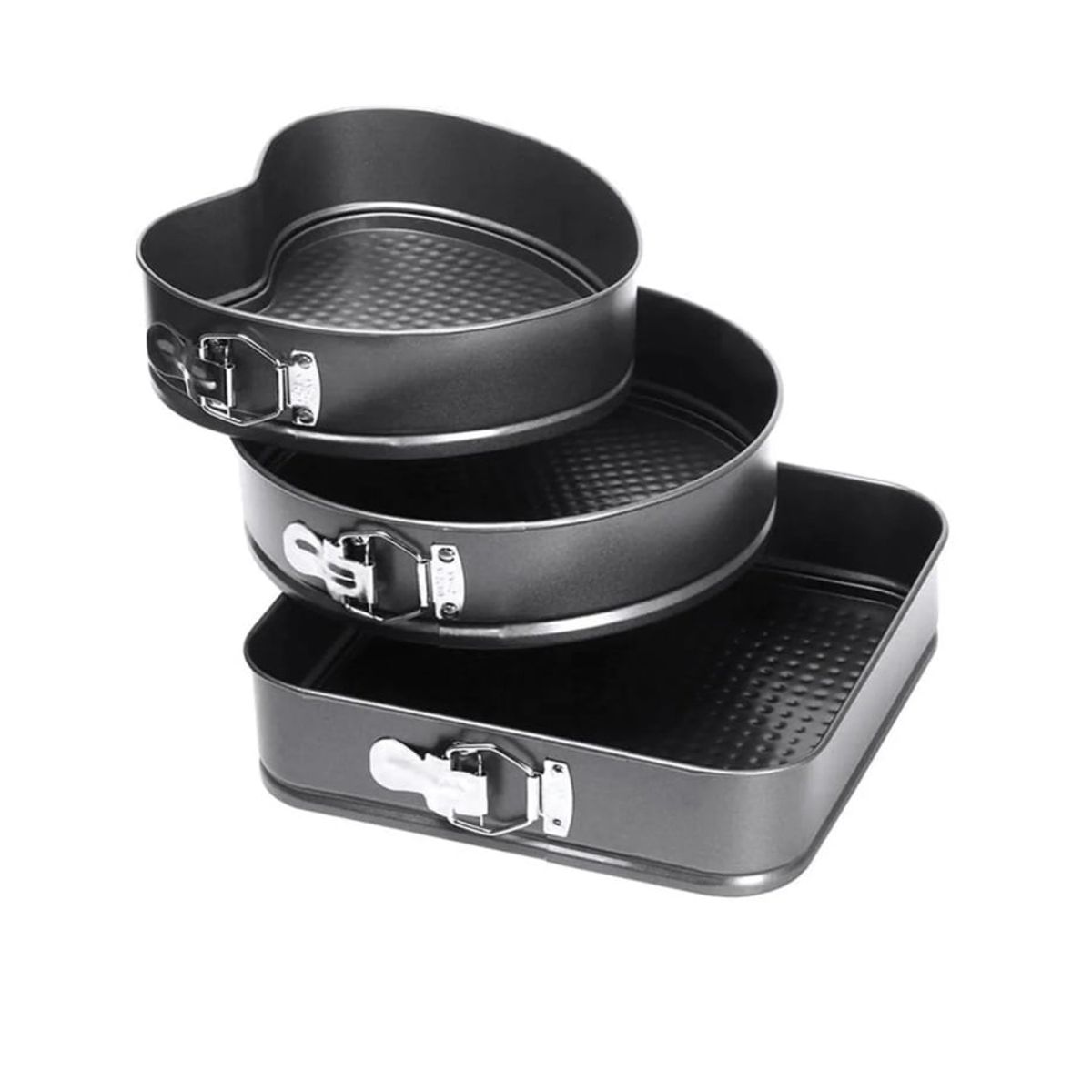 GENERICO - Set 3 Molde De Corazon Desmontable Antiadherente Torta Pan Acero