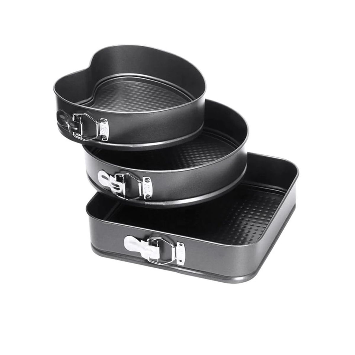 GENERICO - Set 3 Molde De Corazon Desmontable Antiadherente Torta Pan Acero