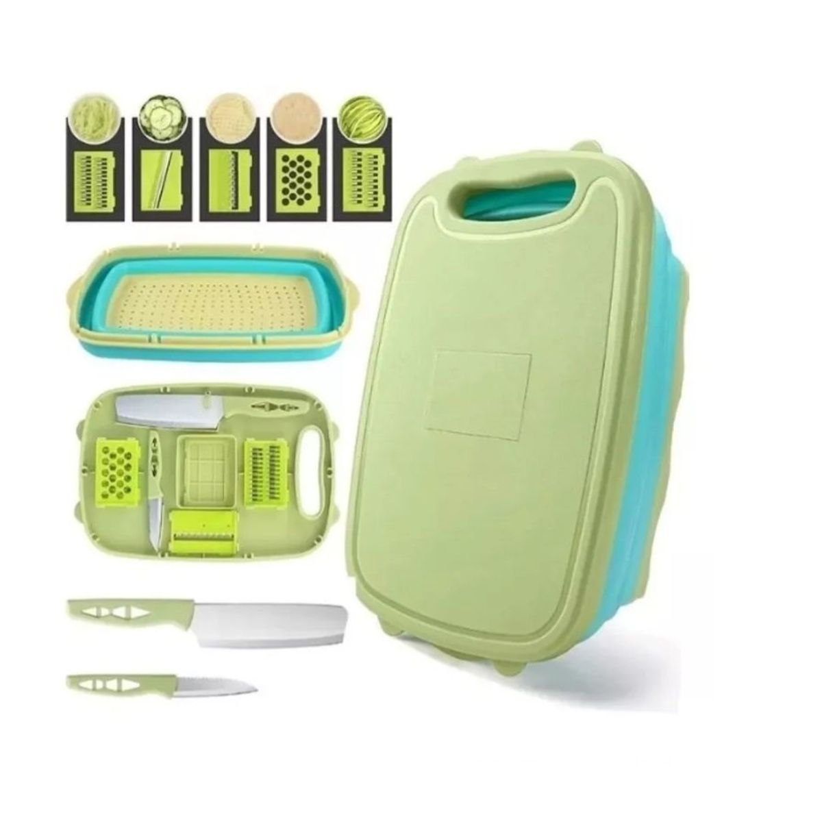 GENERICO - Set Tabla De Picar Con Escurridor De Alimentos Multiuso Colores