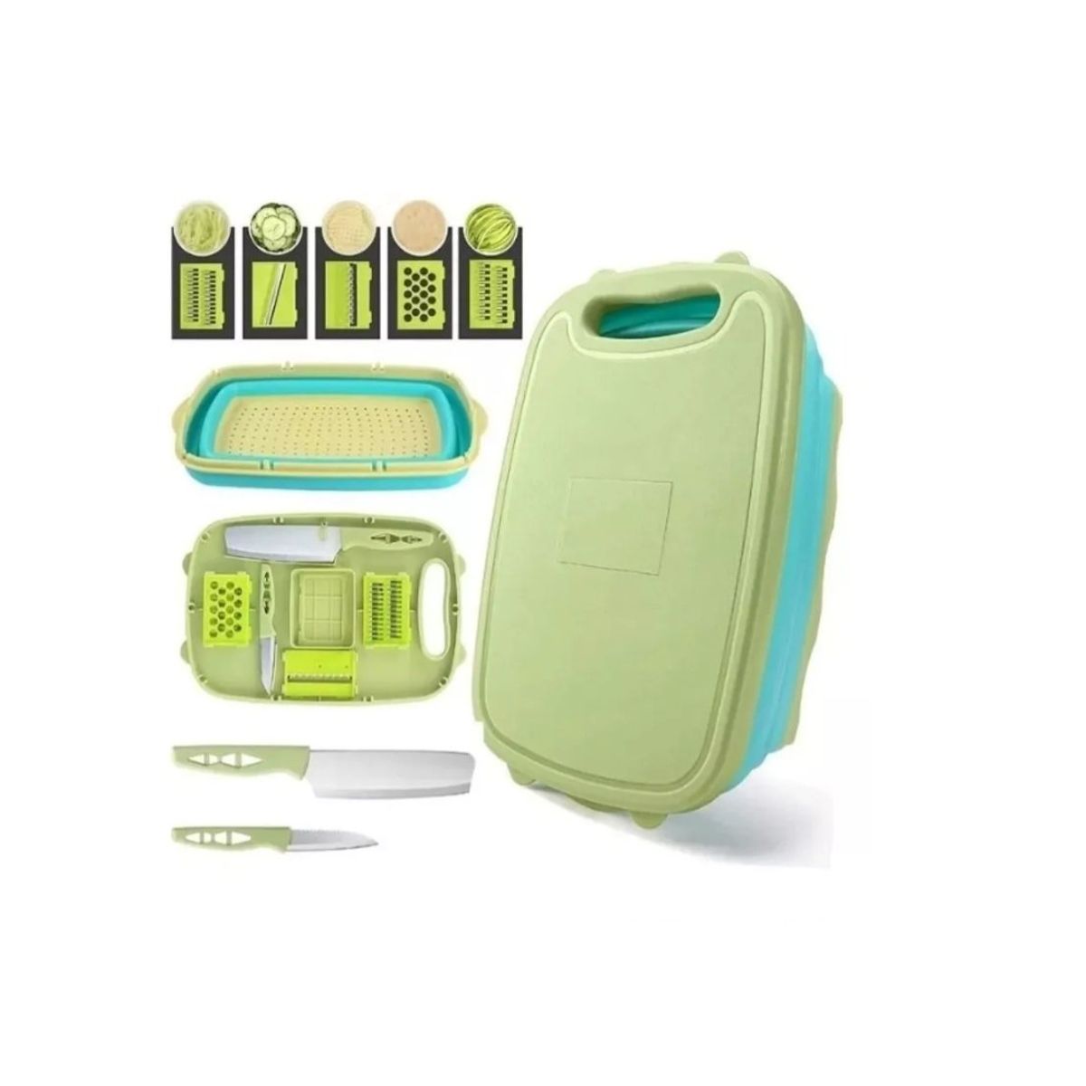 GENERICO - Set Tabla De Picar Con Escurridor De Alimentos Multiuso Colores