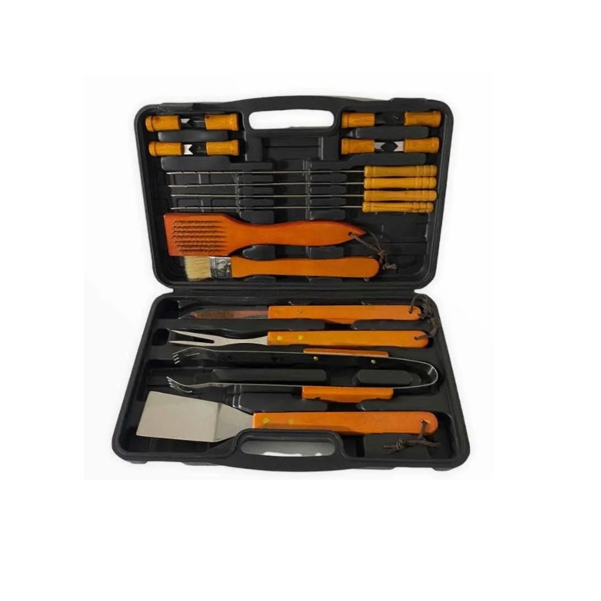 GENERICO - Set Parrillero Asado 17 Pcs Kit Accesorios Parrilla Barbacoa Acero