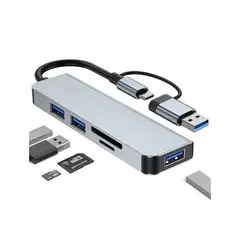 ATURE - Hub 5 En 1 Adaptador Usb C/a Puertos Usb 3/ Usb 2/ SD /TF Mac Pc