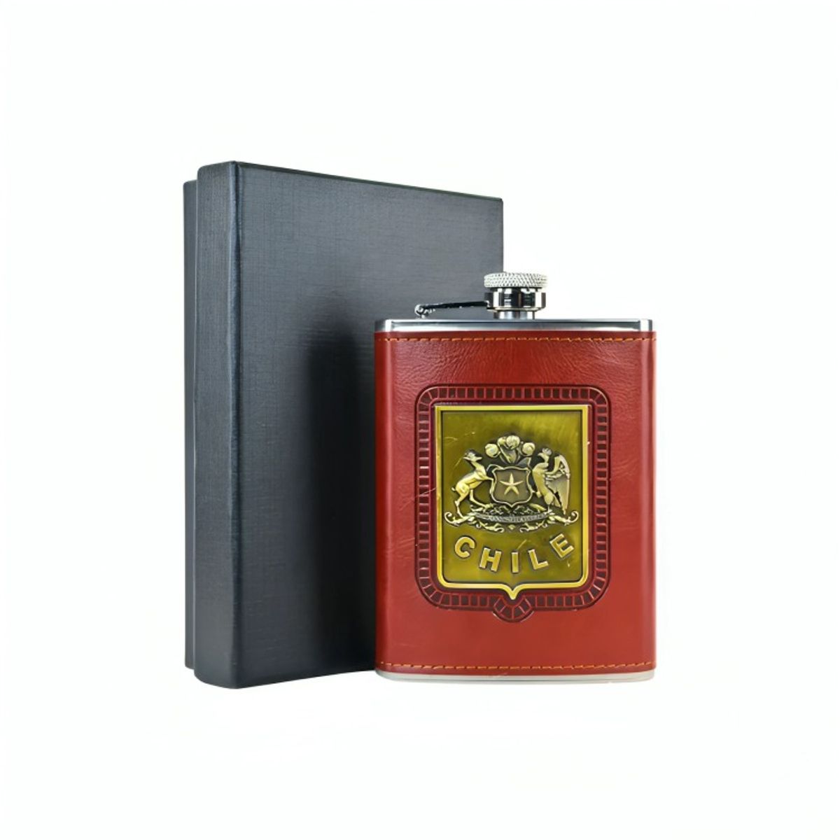 OEM - Licorera Petaca Acero Inoxidable 235 Ml Escudo De Chile
