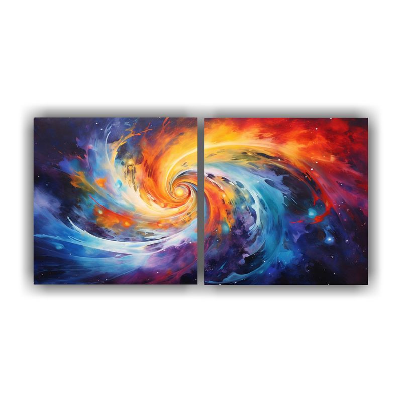 GENERICO - Díptico Horizontal Galaxias Abstractas Exclusivas 160x80cm