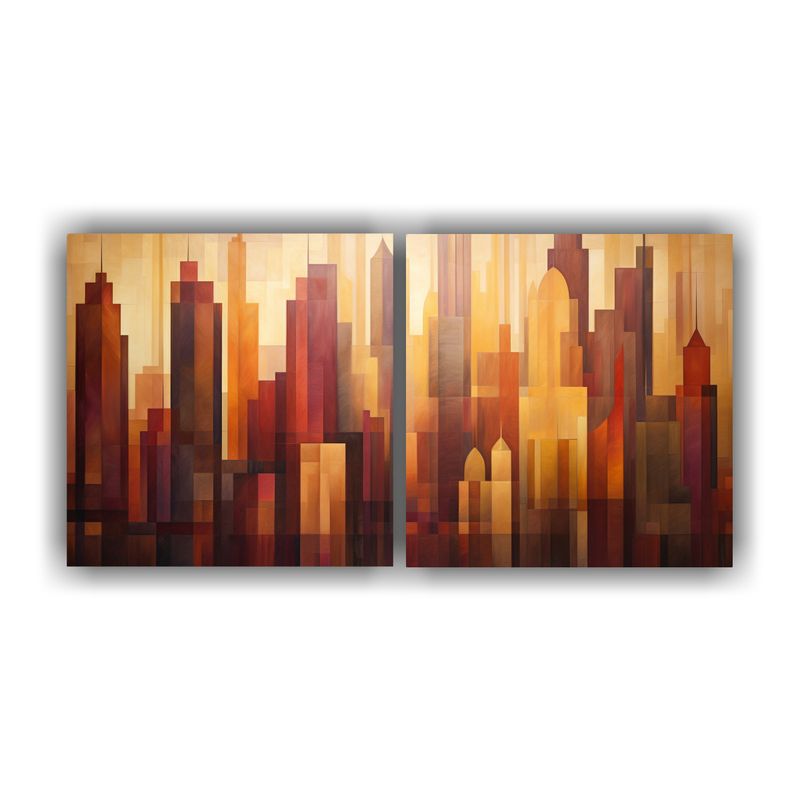 GENERICO - Cuadros Abstractos De Ciudad Al Amanecer 160x80cm
