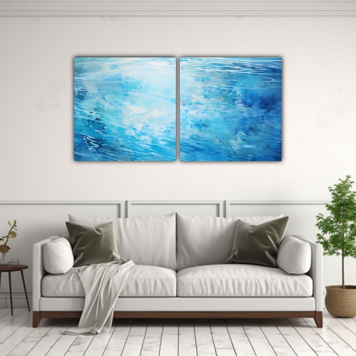 GENERICO - Composiciones Abstractas Fusión Impresionismo Y Azul Acuát 160x80cm