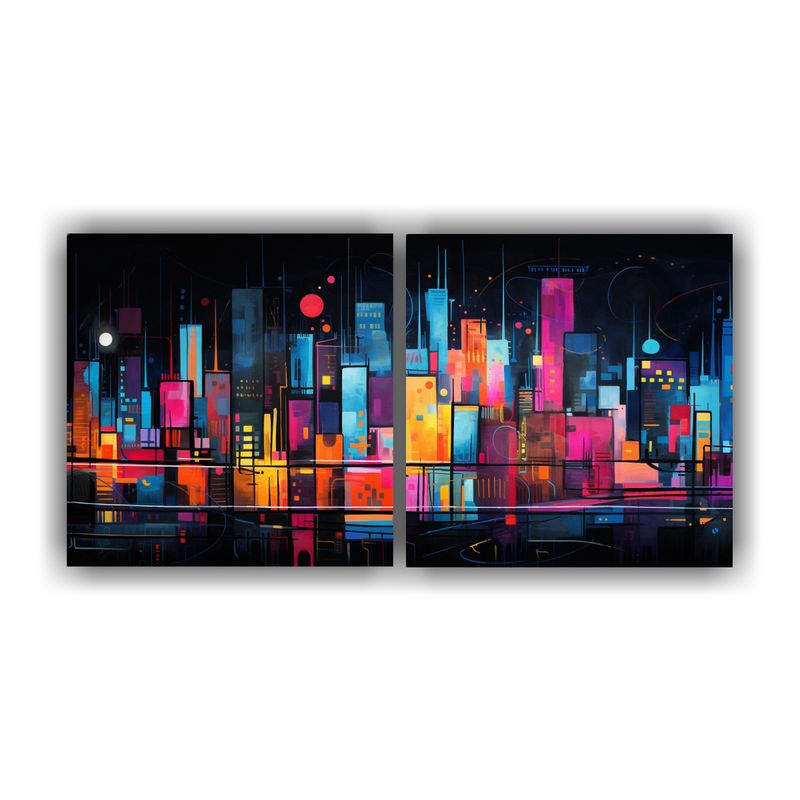 GENERICO - Pintura Original Abstracta Dos Cuadros Vanguardia De Paisaje 160x80cm