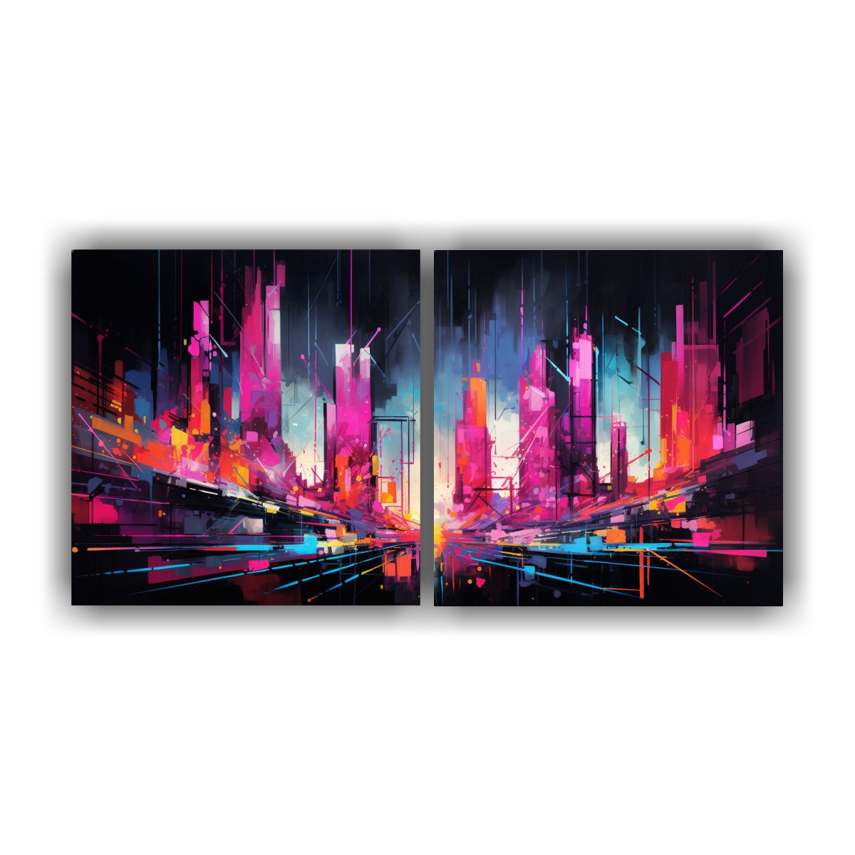 GENERICO - Dos Canvas Abstracto Esquema De Composición Abstracta Inspi 160x80cm