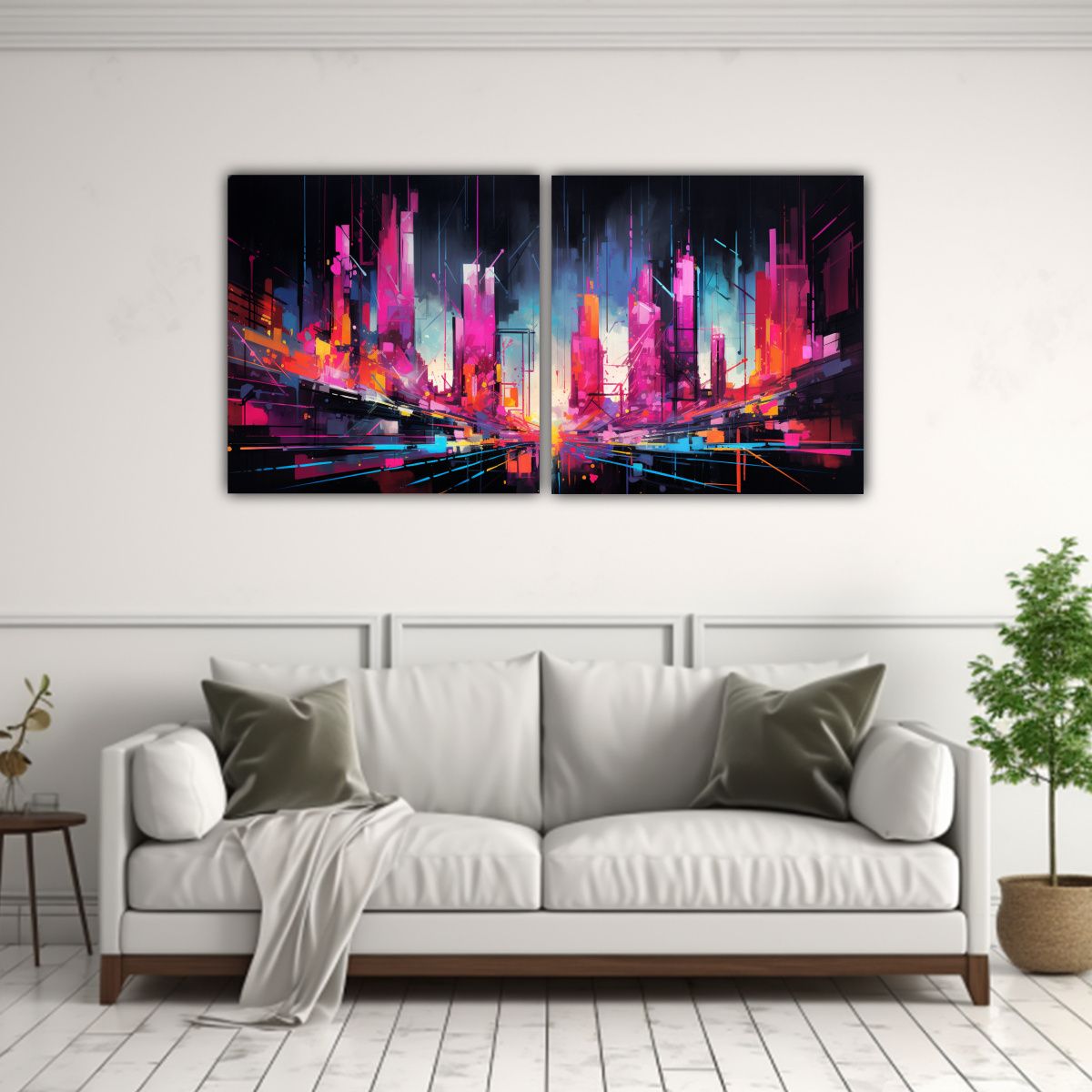 GENERICO - Dos Canvas Abstracto Esquema De Composición Abstracta Inspi 160x80cm