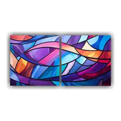 GENERICO - Cuadro Abstracto Estilo Vitral En Composición Rectangular 160x80cm