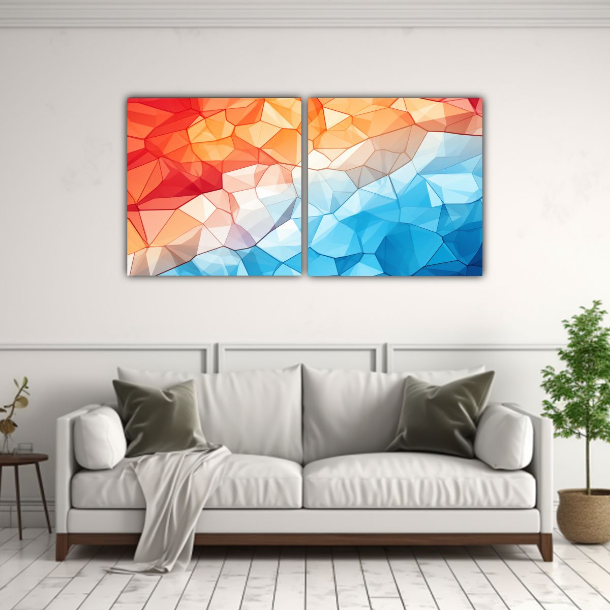 GENERICO - Set 2 Lienzos Abstractos Con Paleta De Colores Tríada Tema  160x80cm