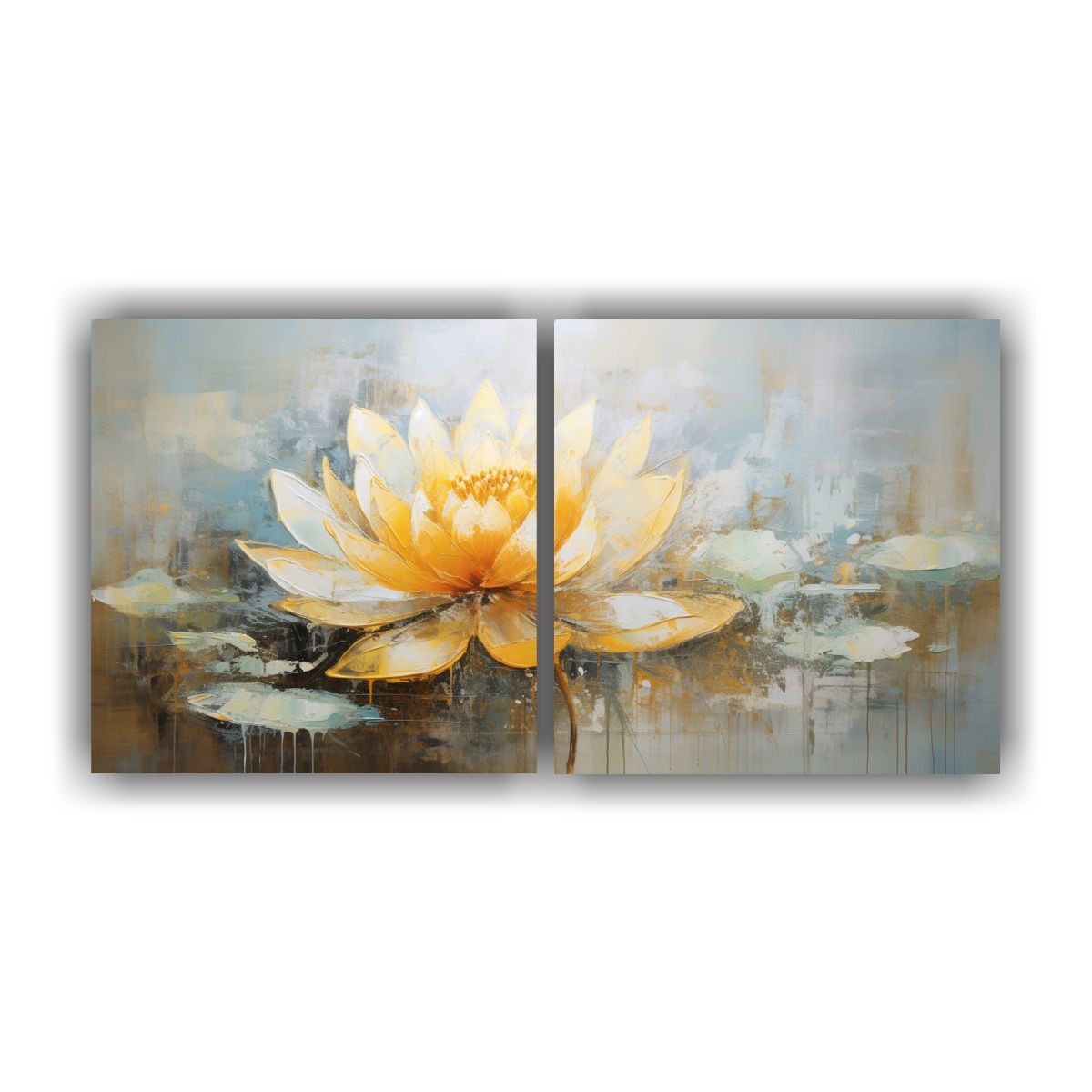 GENERICO - Cuadro Calidos Interiores Estilo Pintura De Loto Amarillo En 160x80cm