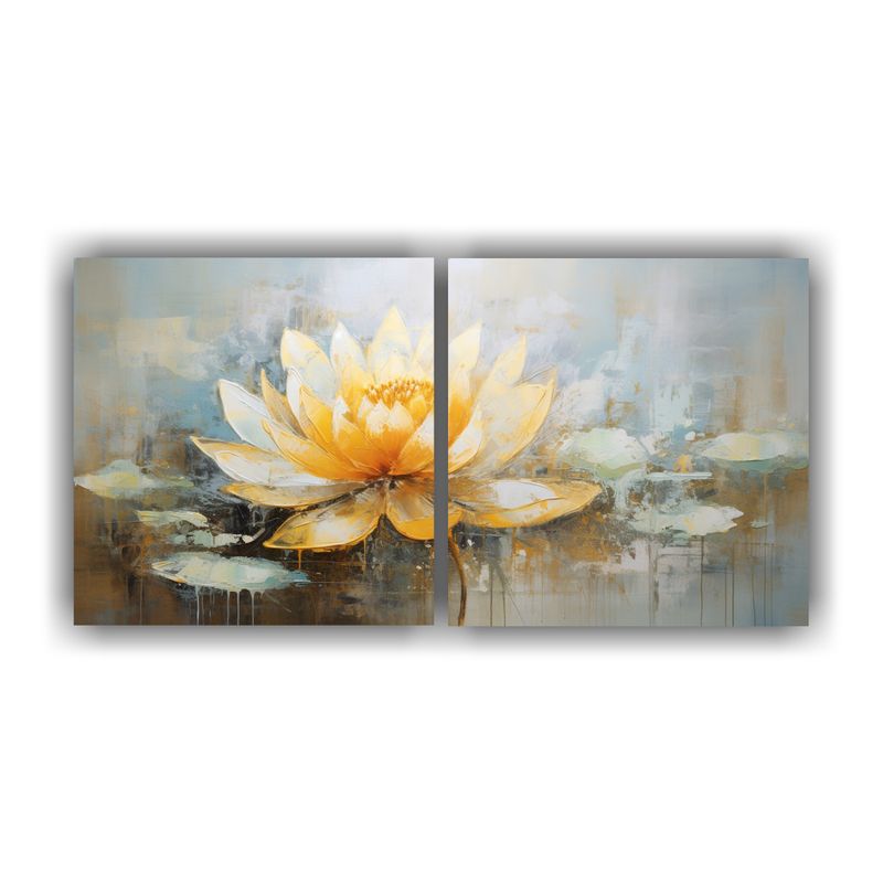 GENERICO - Cuadro Calidos Interiores Estilo Pintura De Loto Amarillo En 160x80cm
