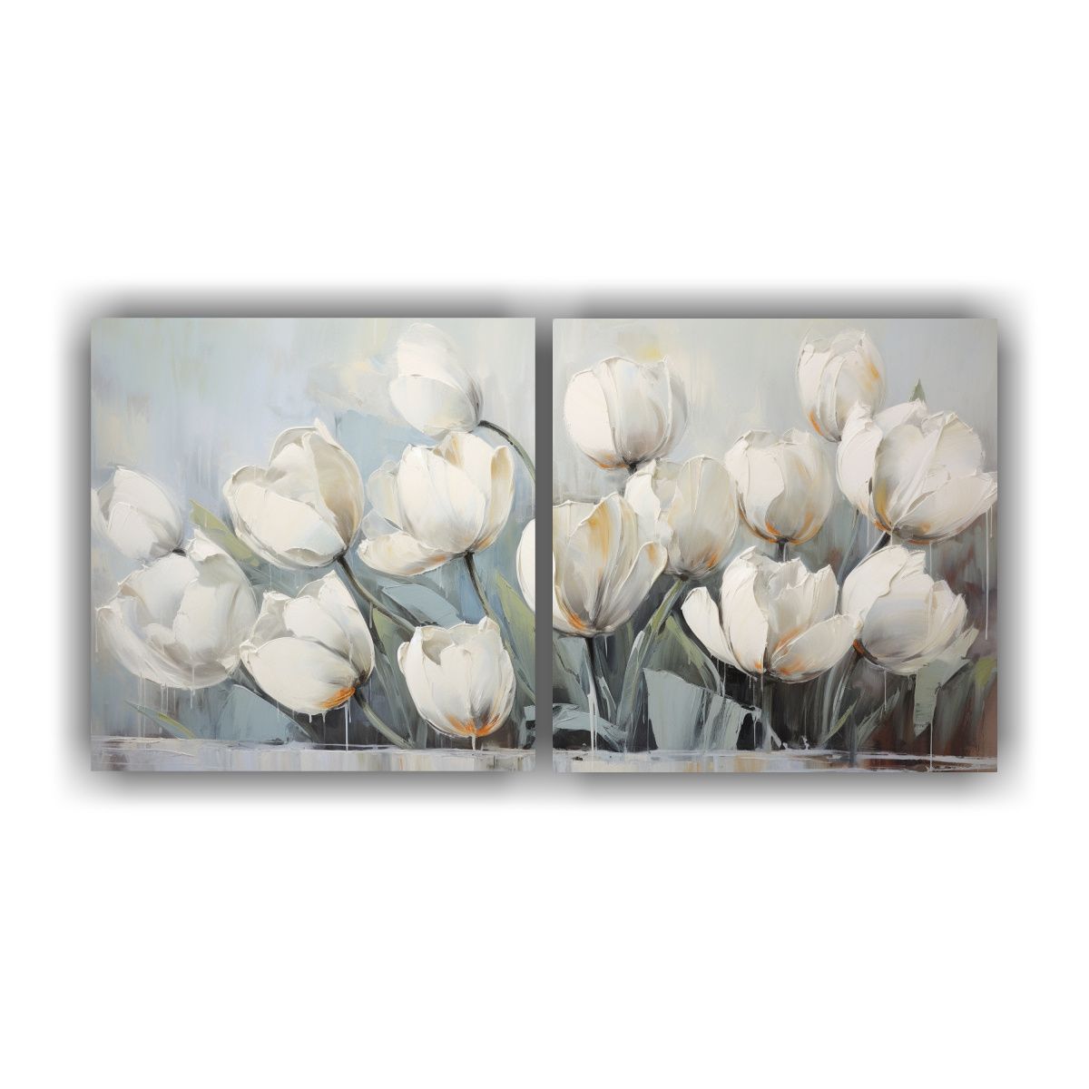 GENERICO - Pintura En Lienzo De Flores Blancas En El Estilo De Arte Abs 160x80cm